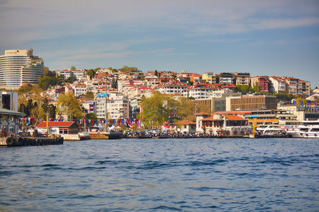 ISTANBUL, TURKEY - APRIL 25, 2023: Scenic city view over the Bosphorus strait in Istanbul, Turkeyのeditorial素材