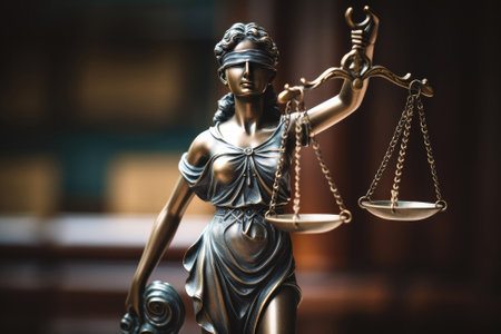 Closeup of Themis statue, concept of law and justice.の素材