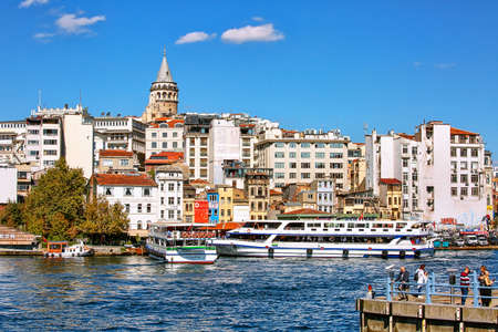 ISTANBUL, TURKEY - October 9th, 2019: Genuine architecture along the banks of Bosphorus, popular travel destination and significant passway between Europe and Asia. Bosphorus cruise.のeditorial素材