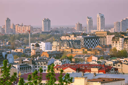 Aerial vew to Podil district of Kiev, Ukraineの写真素材