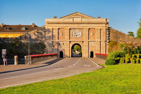 Porta Verona in Pesciera del Garda on summer morningのeditorial素材