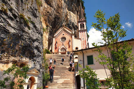 SPIAZZI, ITALY - July 16th, 2019: Madonna della Corona, popular travel destination in Nothern Italyのeditorial素材