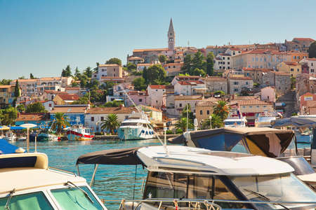 VRSAR, CROATIA - August 11th, 2019: Summer morning in marina in the town of Adriatic seaのeditorial素材