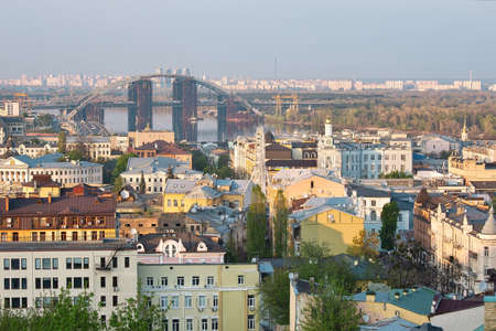 Aerial vew to Podil district of Kiev, Ukraineの写真素材