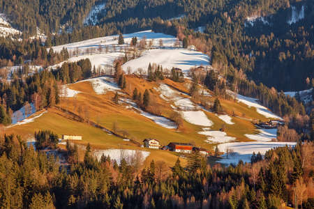 Mountain slopes between winter and spring, Salzburgerland, Austria