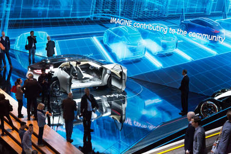 GENEVA, SWITZERLAND - March 6th, 2018: Nissan IMx in Nissan Center Europe GmbH exhibition site in 88th Geneva International Motor show in Palexpoのeditorial素材