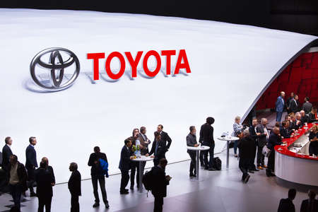 GENEVA, SWITZERLAND - March 7th, 2018: Toyota AG exhibition site in 88th Geneva International Motor Show in Palexpoのeditorial素材