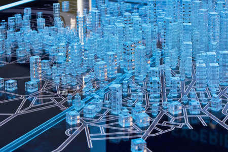 GENEVA, SWITZERLAND - March, 7th, 2018: City installation in Range Rover exhibition stand in 88th Geneva International Motor Show in Palexpoのeditorial素材