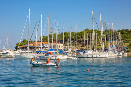 VRSAR, CROATIA - August 11th, 2019: Summer morning in marina in the town of Adriatic seaのeditorial素材