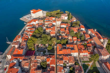 Aerial view to Porec old town, popular travel destination in Istria, Croatiaの写真素材