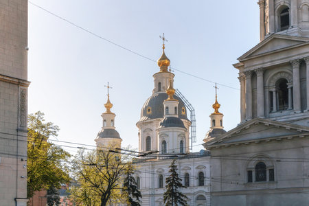 Uspensky Cathedral in Kharkiv, one of the most popular landmarks in the center of the cityの写真素材