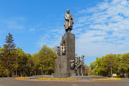Monument to Taras Shevchenko in the center of Kharkiv, Ukraineの写真素材