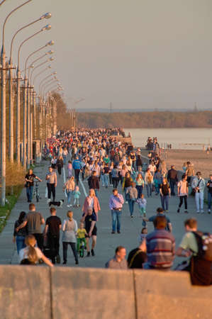 Arkhangelsk, Russia, May 12, 2021. People took to the streets after the lifting of restrictions, freedom, the end of the pandemic, the end of isolation.のeditorial素材