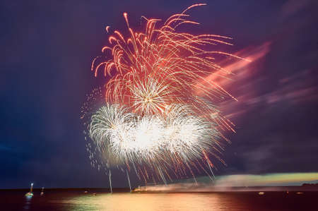 Colorful fireworks on the black sky background