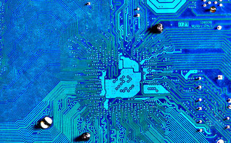 electronic printed circuit board of the motherboard from computers close-upの写真素材