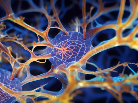 3d illustration of neuron cell with neurons in brain, nervous systemの素材