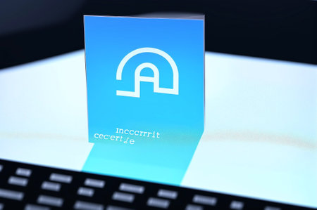 Laptop with internet security icon on screen. 3d render.の素材