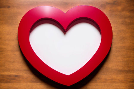 Red heart on wooden background, valentine's day concept.の素材