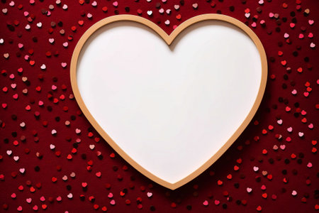 Valentine's day background with heart shape frame and confettiの素材