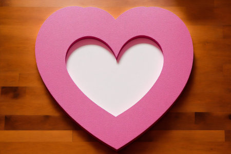 Pink heart on a wooden background. Valentine's Day. Love.の素材