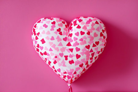 Heart shaped balloon on pink background, valentine's day conceptの素材