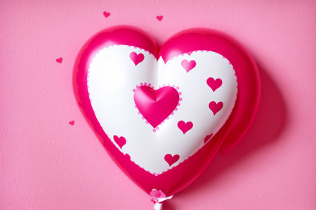 Heart shaped balloons on color background, closeup. Valentine's day celebrationの素材