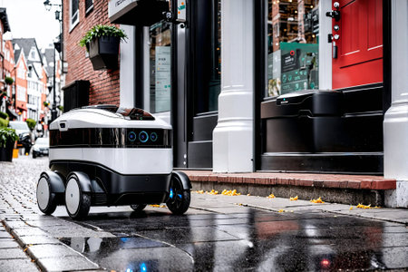 Self driving electric car in London.の素材
