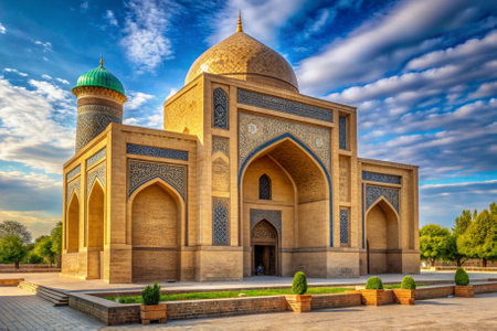 A large building with a green roof and a green dome. The building is surrounded by trees and has a large courtyardの素材