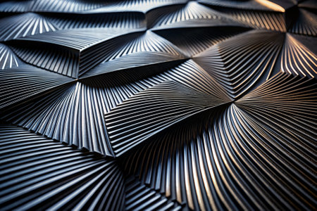 A black and white image of a patterned surface with a lot of lines. The image has a modern and sleek feel to itの素材
