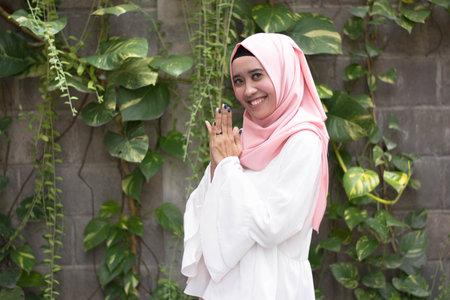 potrait of young muslim using hijabの写真素材