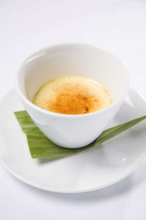 Creme Brulee served in white bowlの写真素材