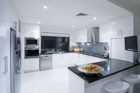 Modern kitchen in luxury mansionの写真素材