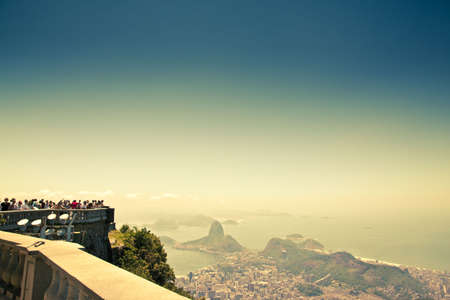 tourists at look out point over Rio de Janeiroの写真素材