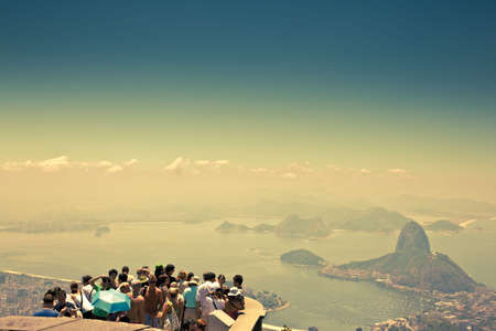 tourists at look out point over Rio de Janeiroの写真素材