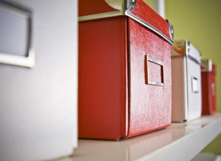 Three Archive Boxes on a Rowの写真素材