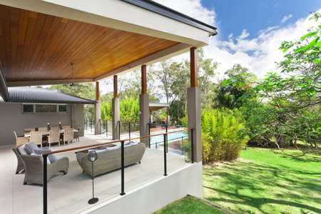 Modern backyard with entertaining area in stylish Australian home