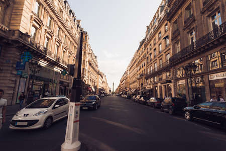 view looking down a street in parisのeditorial素材