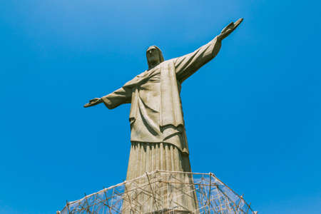 Christ the Redeemer Rio De Janeiro with bright blue sky in backgroundのeditorial素材