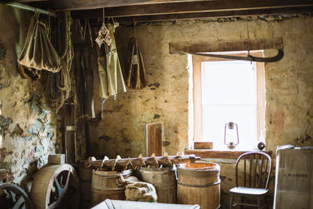 Old Amish crafts in factoryのeditorial素材