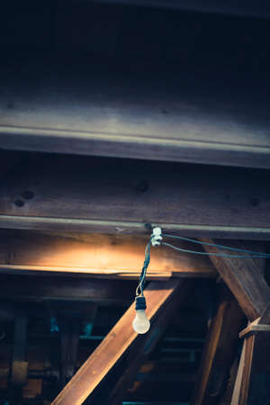 lightbulb hanging from roof