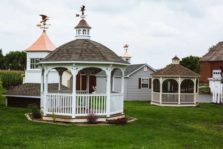 Handmade pergolas in a yard in Amish Country, Pennsylvaniaの写真素材