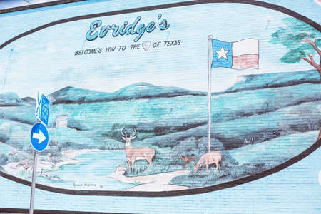 Texas welcome sign and painted artworkのeditorial素材