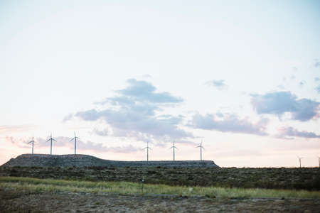 Windmill farm in Texas countryside, Americaの写真素材