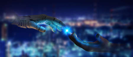Futuristic artificial intelligence with robotic technology concept, smart management for help human...