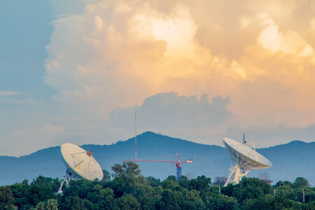 The gold sky with the gold cloud and two big satellite