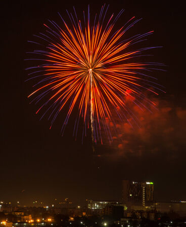 Colorful fireworks explosion in the dark skyの写真素材