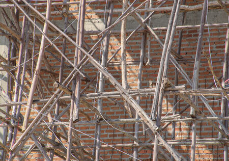 Wooden scaffolding for construction siteの写真素材