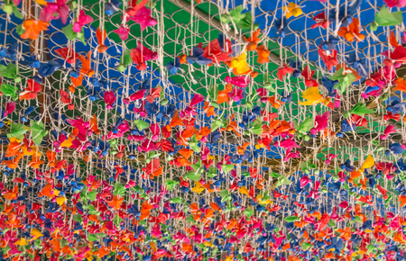 The colorful paper star lucky game in thailandの写真素材