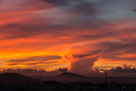 The gold sky with the gold cloudの写真素材