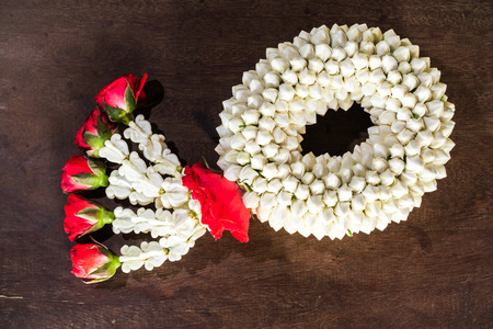 Jasmine garland , Handmade , Sign of Mother day in Thailandの写真素材